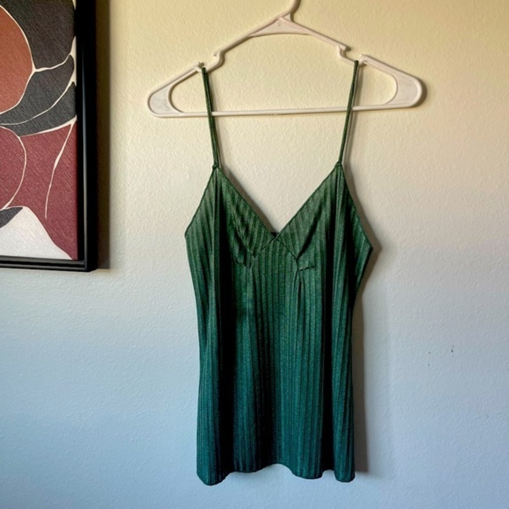 Zara‎ Collection Metallic Green Tank Top S